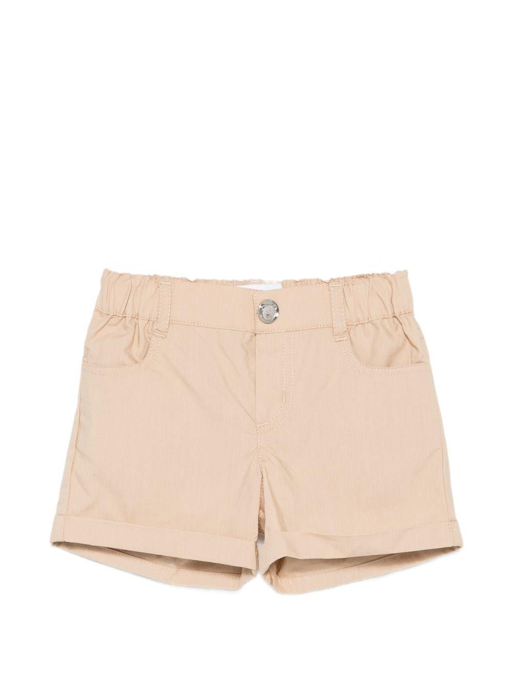 Shorts per neonato Moschino Kids beige con logo sul retro - Rubino Kids