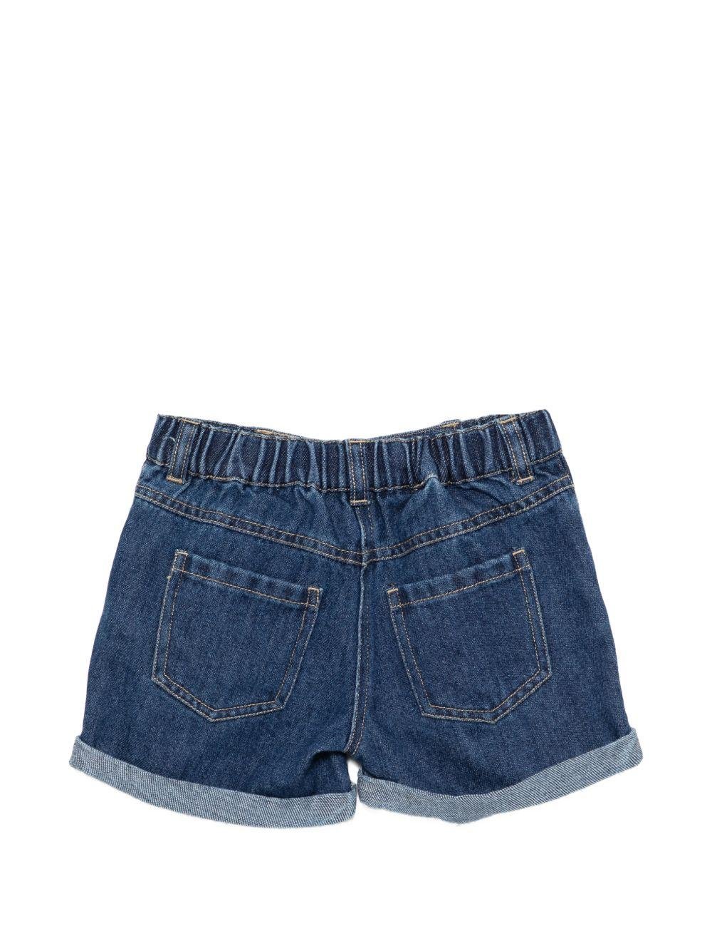 Shorts per neonato Moschino Kids denim con Teddy Bear sul davanti - Rubino Kids