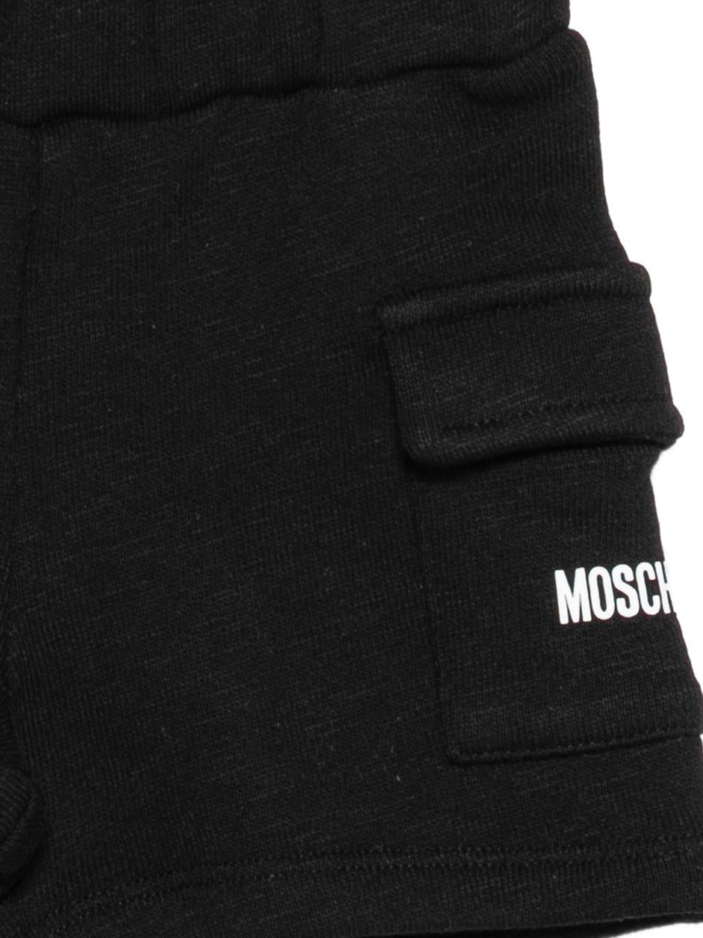 Shorts per neonato Moschino Kids neri con tasche applicate - Rubino Kids