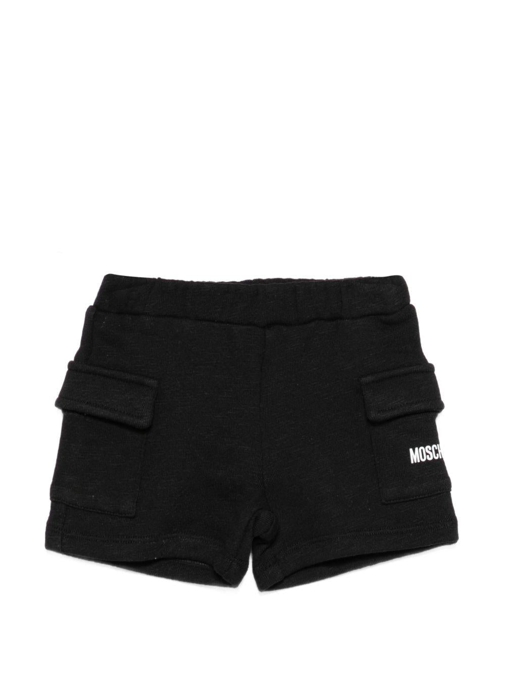 Shorts per neonato Moschino Kids neri con tasche applicate - Rubino Kids