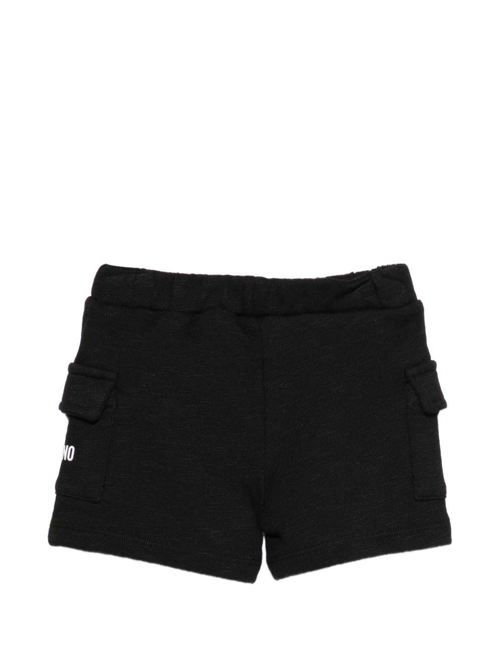 Shorts per neonato Moschino Kids neri con tasche applicate - Rubino Kids