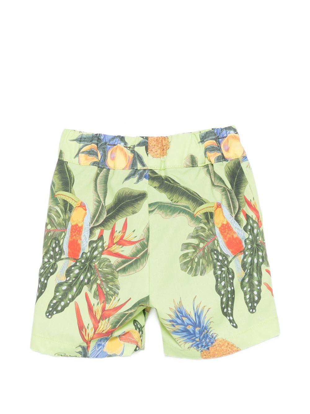 Shorts per neonato Roberto Cavalli Kids verde con stampa tropicale - Rubino Kids