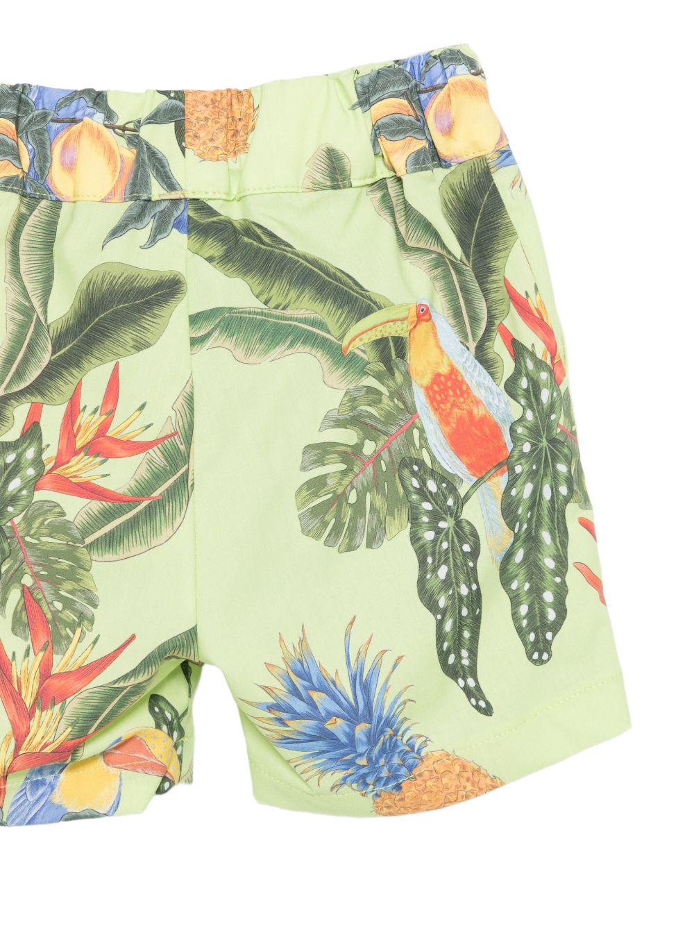 Shorts per neonato Roberto Cavalli Kids verde con stampa tropicale - Rubino Kids