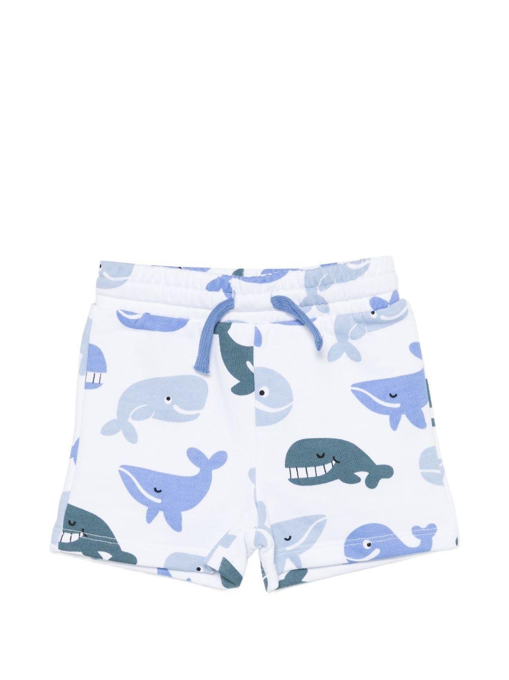 Shorts per neonato Stella McCartney Kids bianchi con stampa balene - Rubino Kids