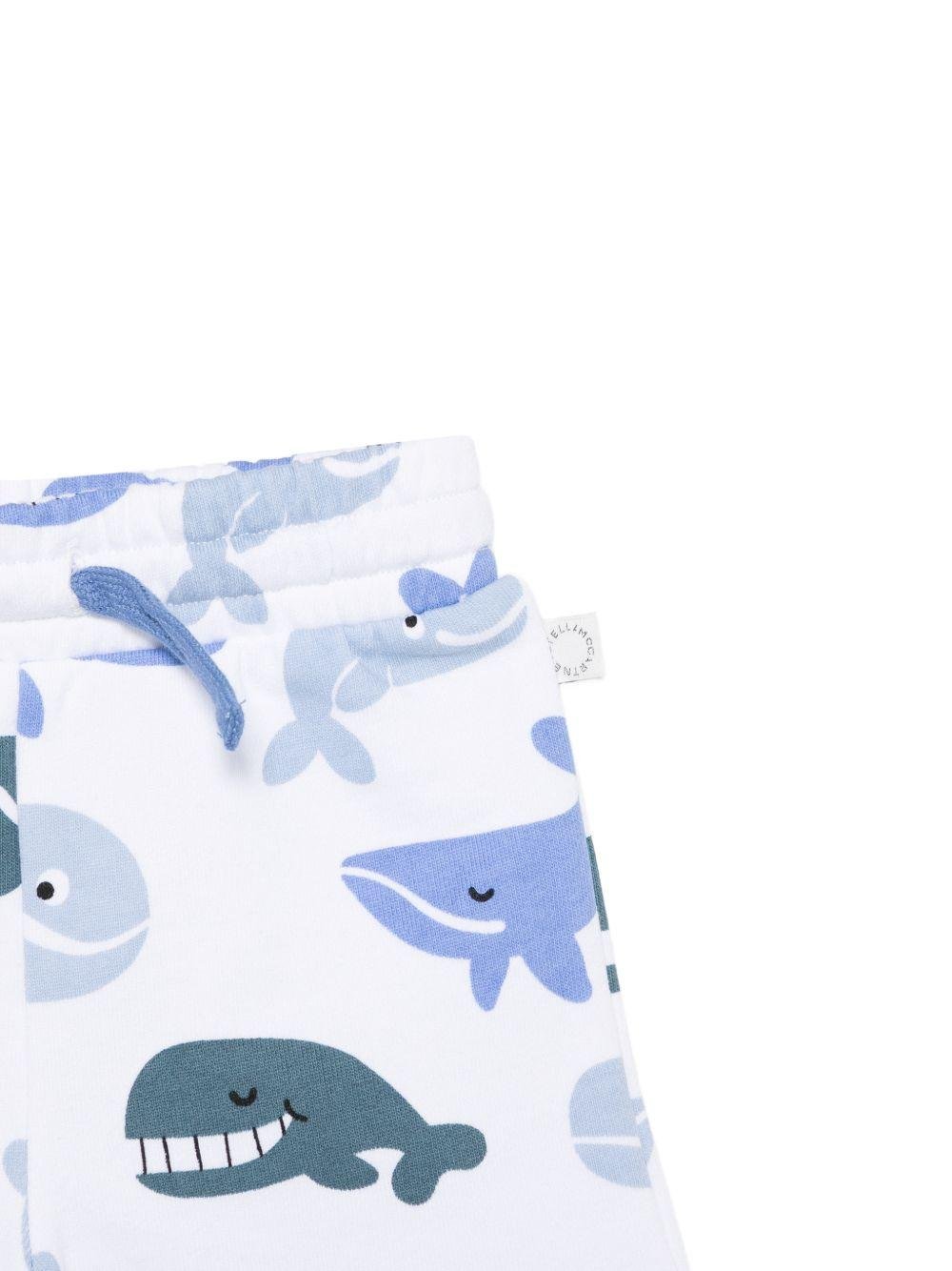 Shorts per neonato Stella McCartney Kids bianchi con stampa balene - Rubino Kids