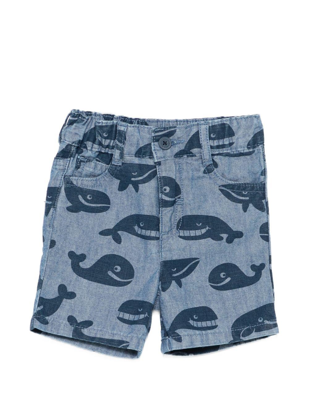 Shorts per neonato Stella McCartney Kids in denim con stampa balene - Rubino Kids