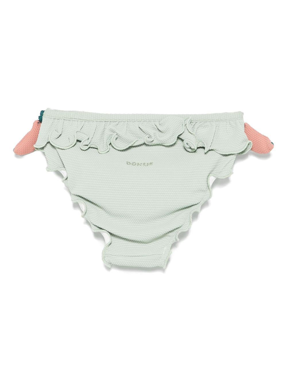 Slip bikini per bambina Donsje Sisi verde con dettagli con ruches - Rubino Kids