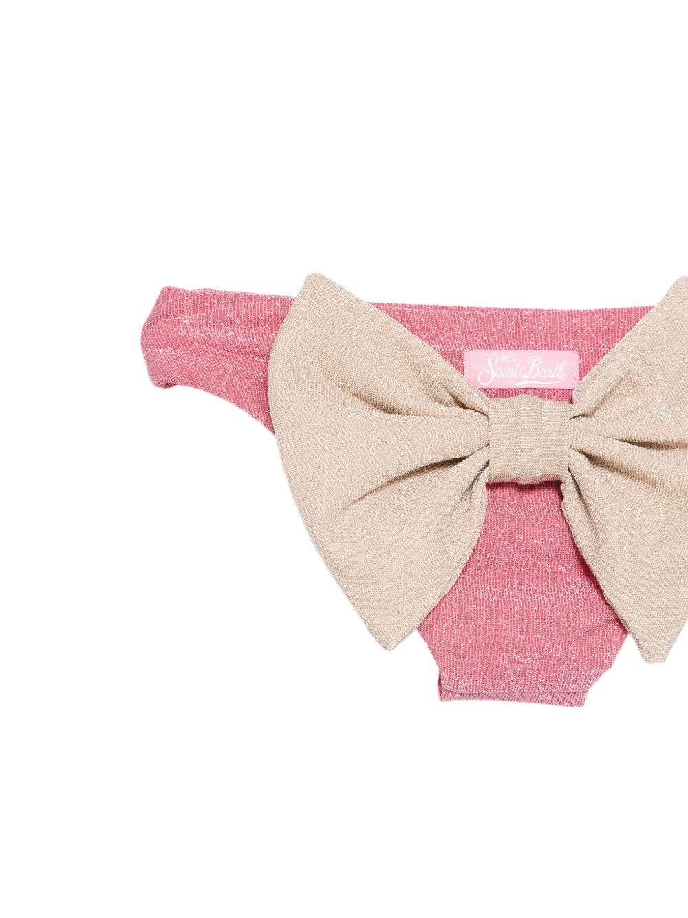 Slip bikini per neonata MC2 Saint Barth Kids rosa con dettaglio fiocco sul retro - Rubino Kids