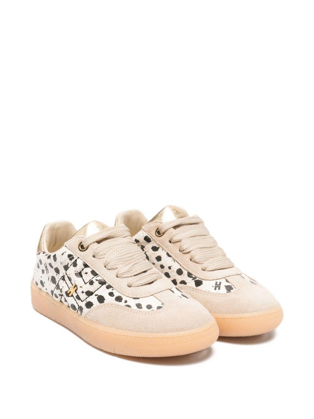 Sneakers per bambina Elisabetta Franchi La Mia Bambina beige con dettagli animalier - Rubino Kids