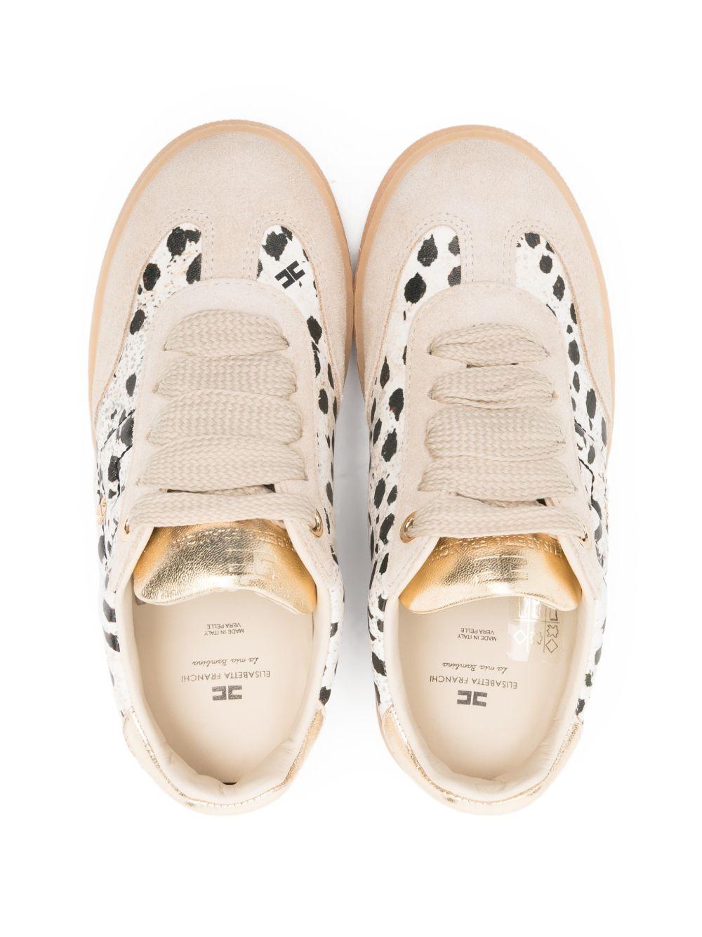 Sneakers per bambina Elisabetta Franchi La Mia Bambina beige con dettagli animalier - Rubino Kids