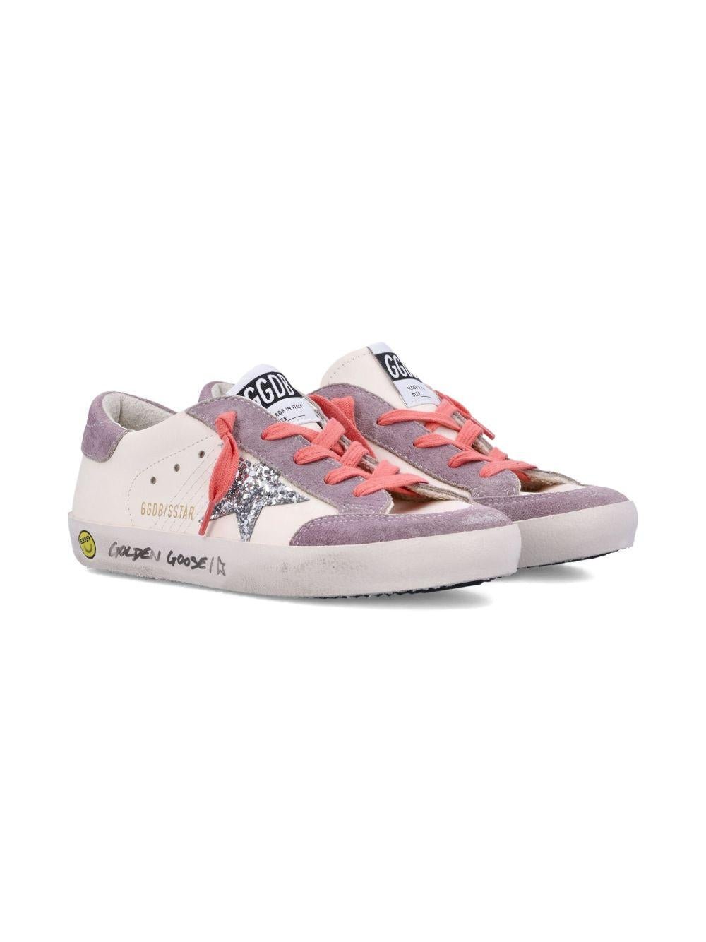 Sneakers per bambina Golden Goose Kids Superstar bianco con dettaglio stella glitter - Rubino Kids