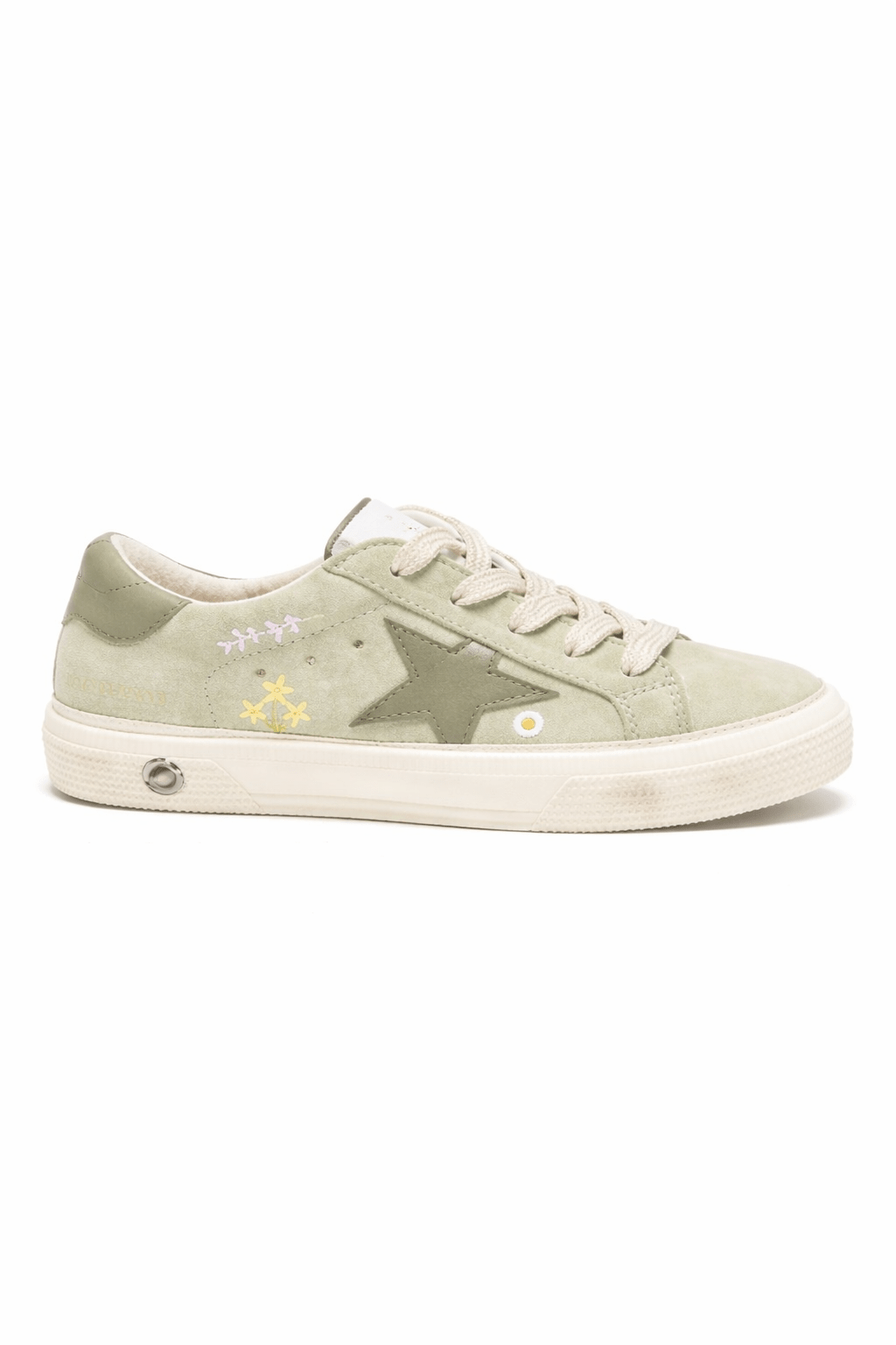 Sneakers per bambina Golden Goose Kids verdi con dettagli fiorellini - Rubino Kids