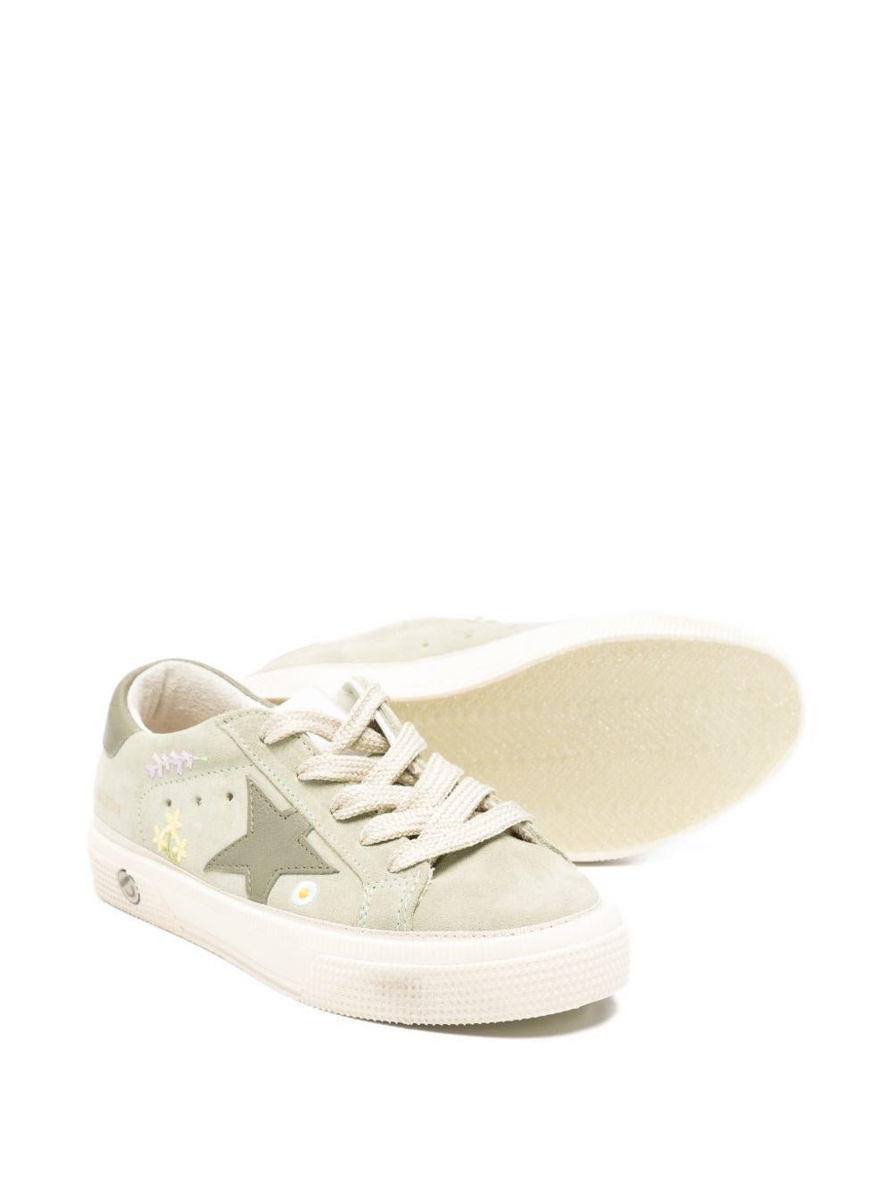 Sneakers per bambina Golden Goose Kids verdi con dettagli fiorellini - Rubino Kids