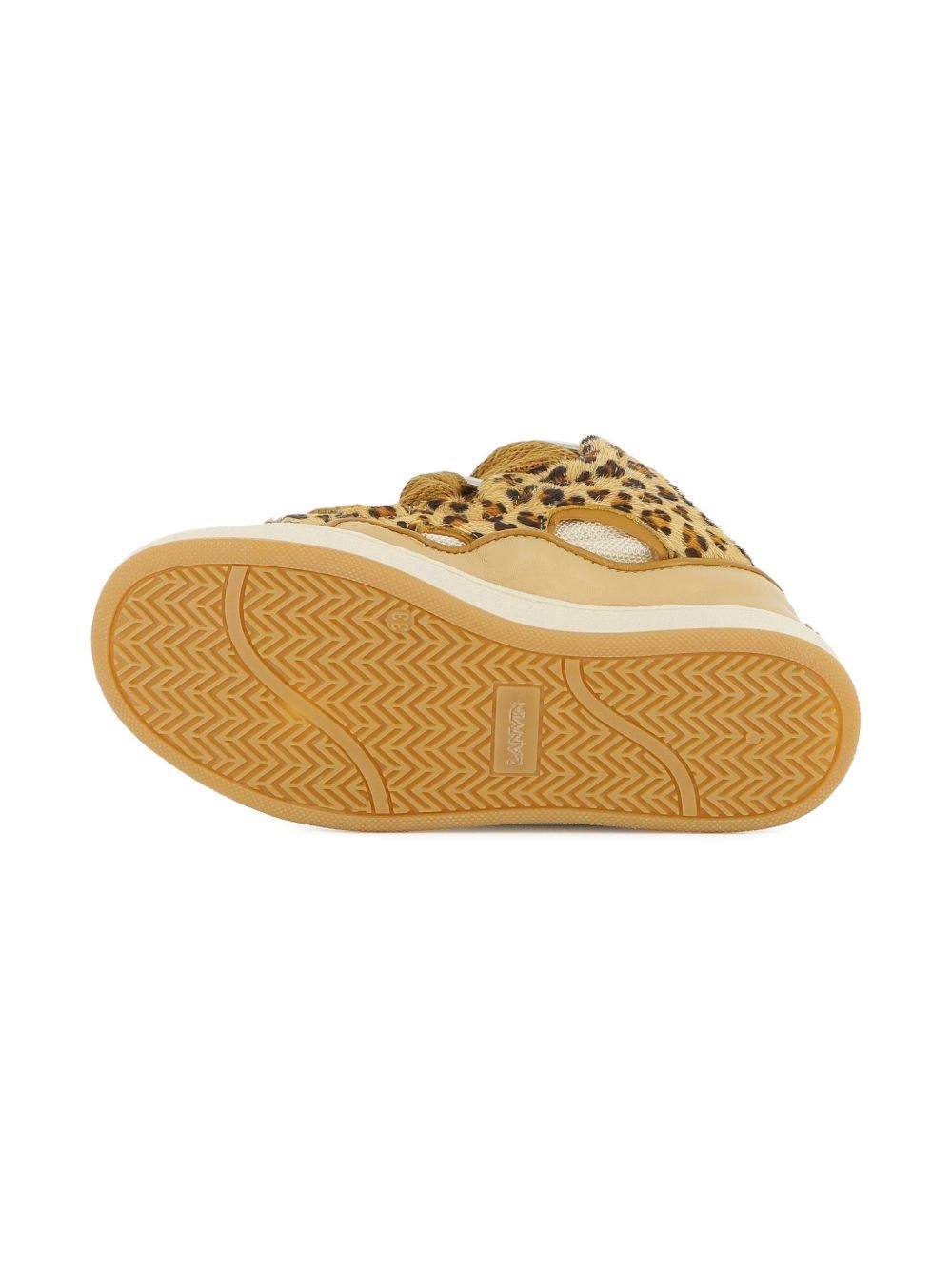 Sneakers per bambina Lanvin Enfant beige con stampa leopardata - Rubino Kids