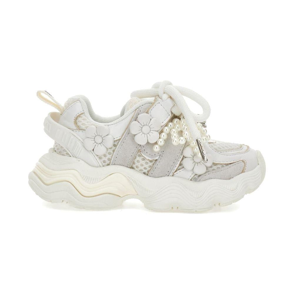 Sneakers per bambina Monnalisa bianche con applicazioni floreali - Rubino Kids