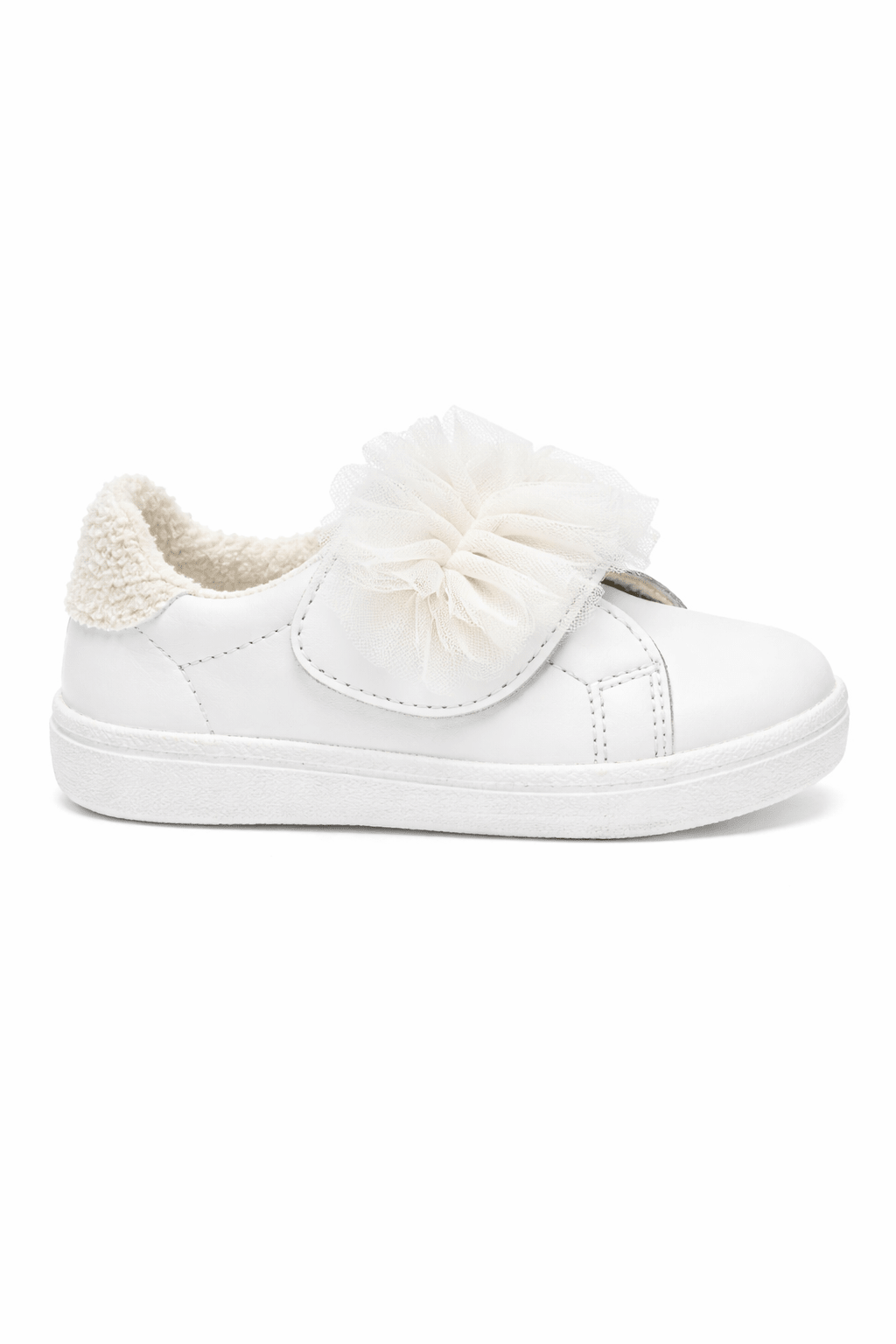 Sneakers per bambina Monnalisa bianche con dettaglio in tulle - Rubino Kids