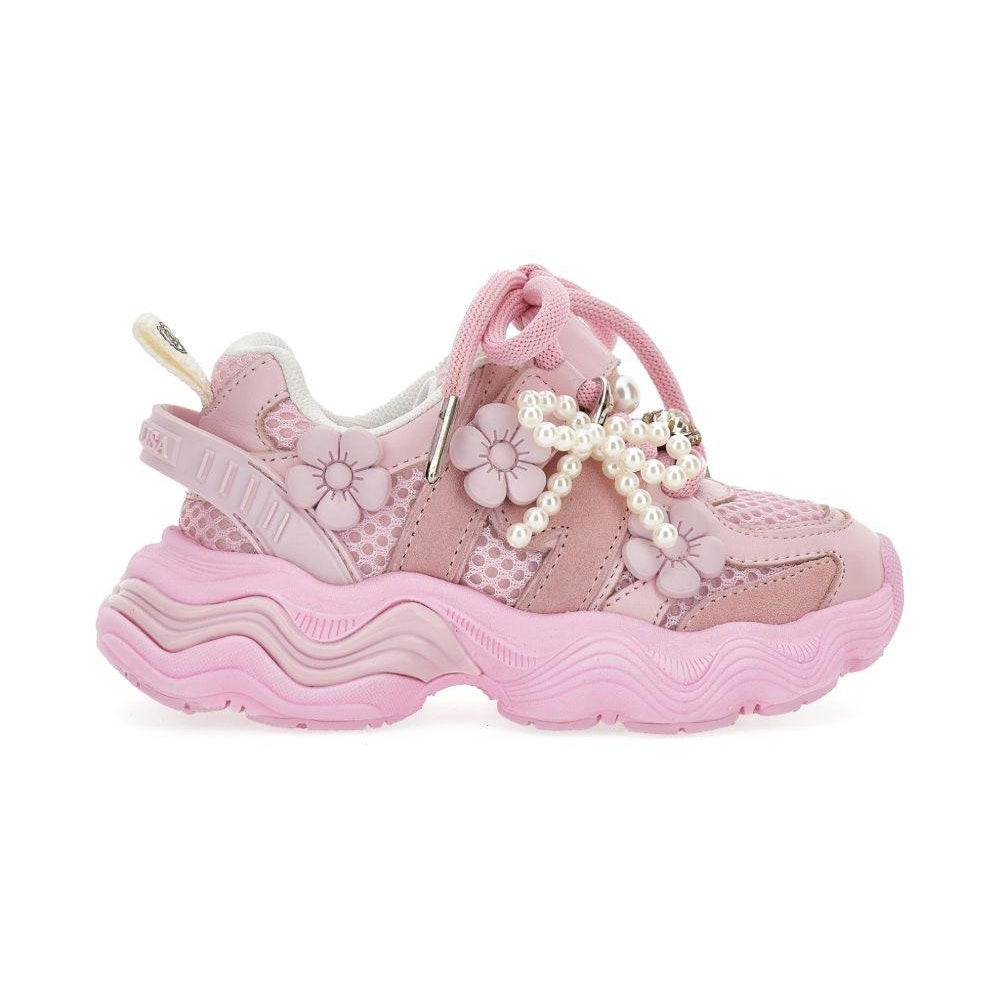 Sneakers per bambina Monnalisa rosa con applicazione floreale - Rubino Kids