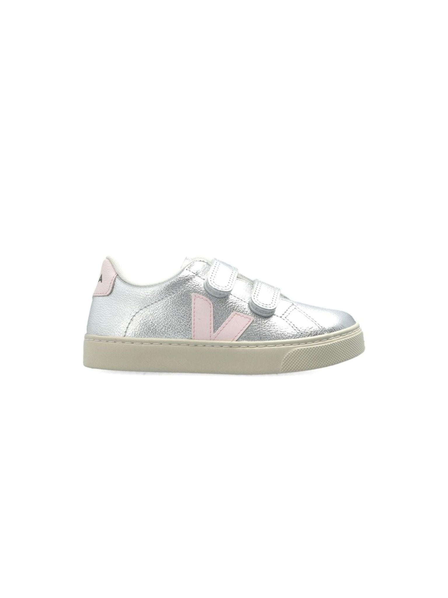 Sneakers per bambina Veja argentate con inserti rosa - Rubino Kids