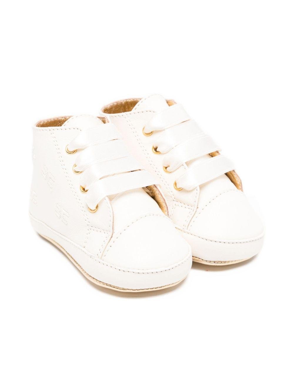 Sneakers per neonata Elisabetta Franchi La Mia Bambina bianche con dettagli color oro - Rubino Kids