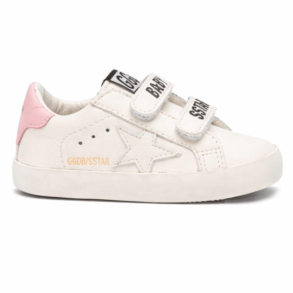 Sneakers per neonati Golden Goose Kids bianche con dettaglio tallone rosa - Rubino Kids