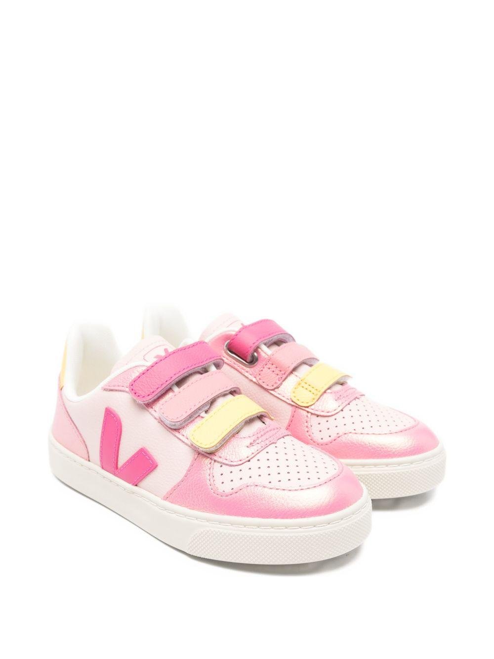 Sneakers V - 10 per bambina Veja Kids rosa con chiusura a strappi - Rubino Kids
