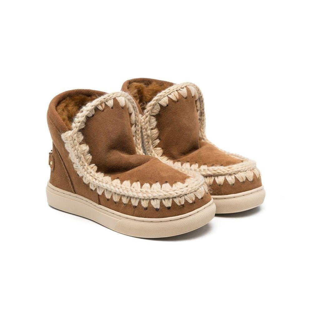 Stivali con cuciture a contrasto per bambina Mou Kids marrone con punta tonda - Rubino Kids