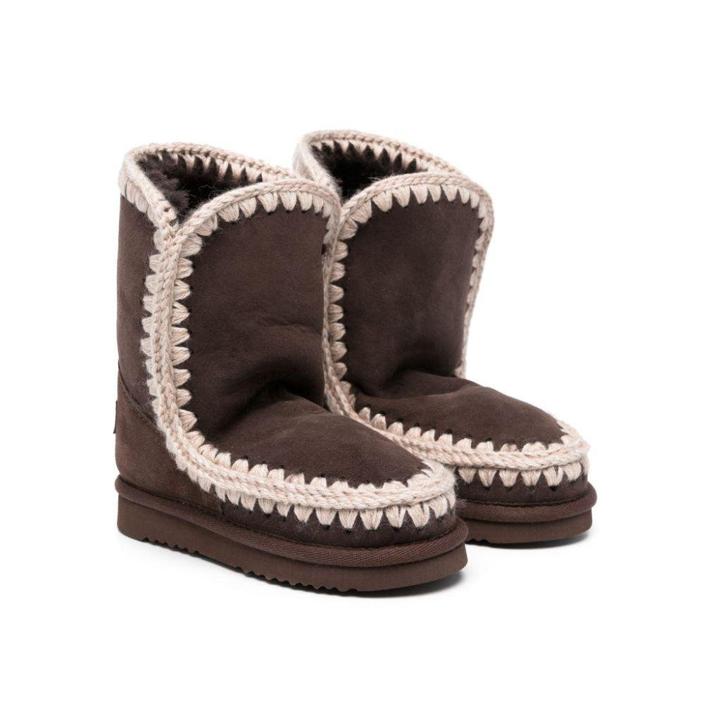 Stivali eskimo con cuciture per bambina Mou Kids marrone con punta tonda - Rubino Kids