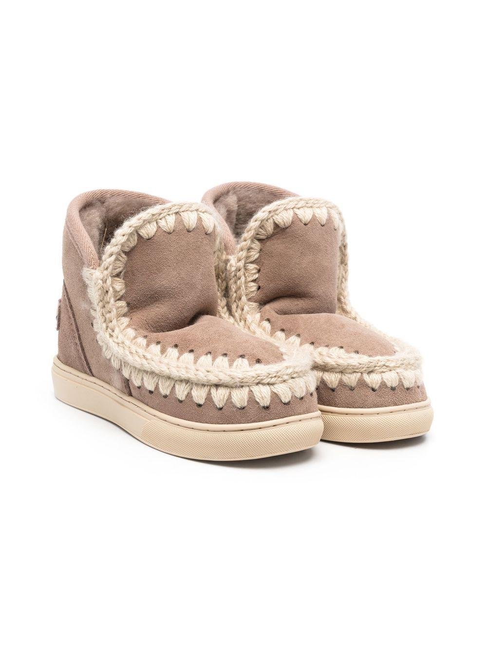 Stivali Eskimo per bambina Mou Kids beige con fodera in shearling - Rubino Kids
