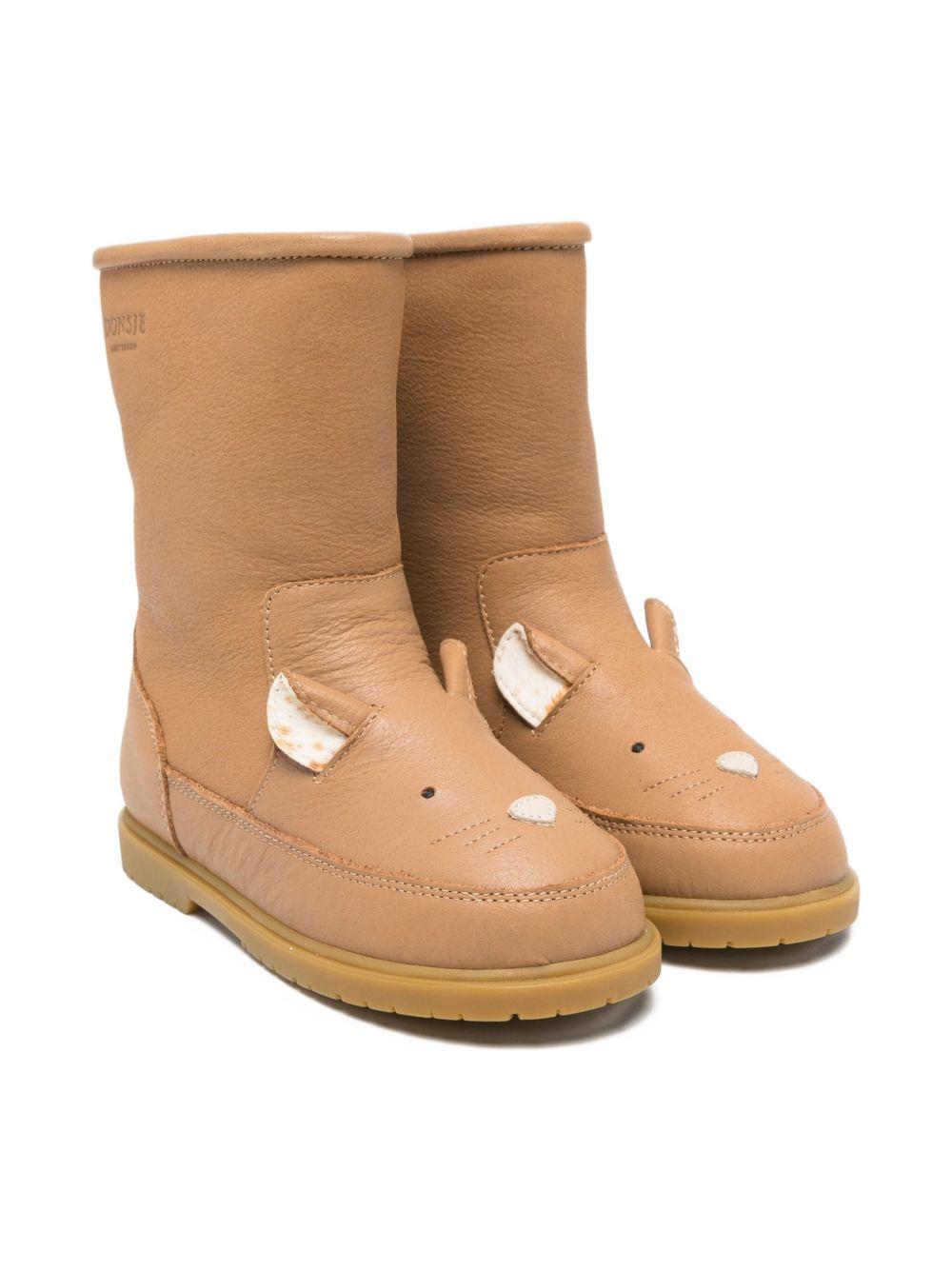 Stivali per bambina Donsje beige con muso di topo - Rubino Kids