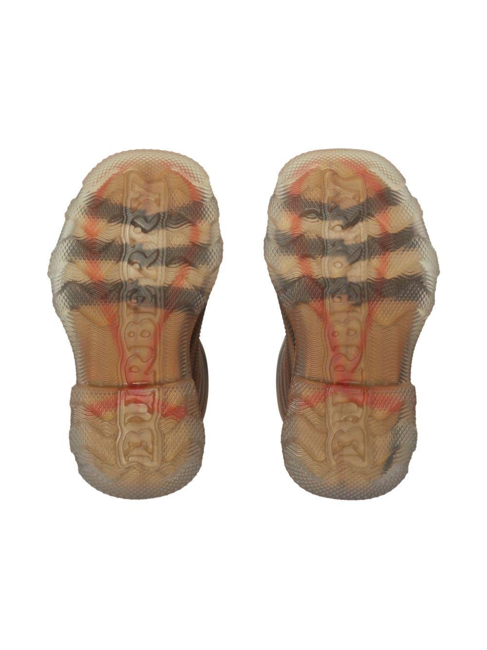 Stivali per la pioggia Marsh per bambini Burberry Kids beige con motivo vintage check - Rubino Kids