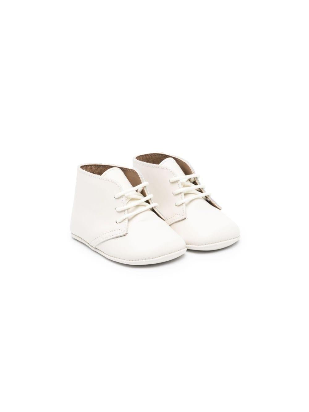 Stivali primi passi per neonato Eli1957 bianco in pelle stringati - Rubino Kids