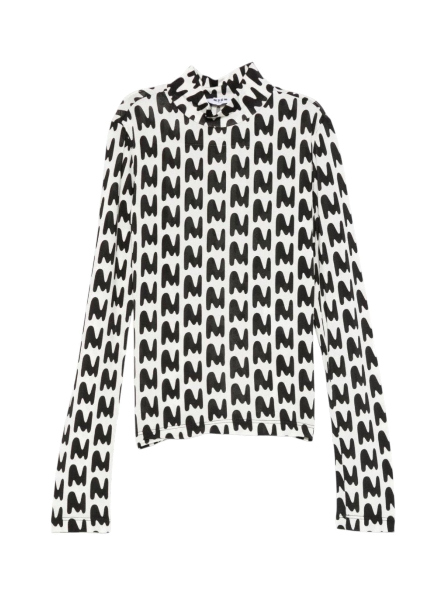 T-shirt a collo alto per bambina MSGM Kids bianca con stampa astratta - Rubino Kids