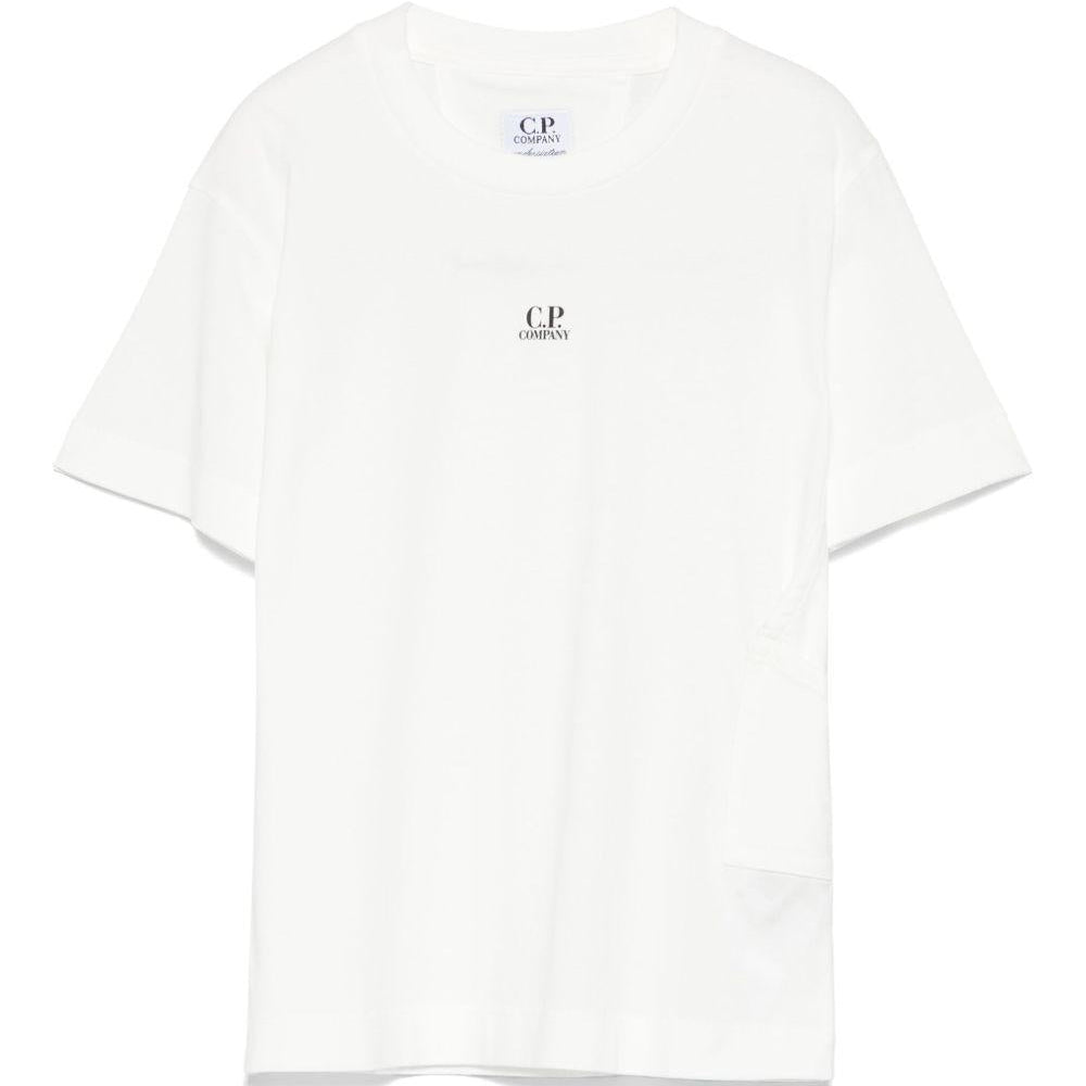 T-shirt con logo per bambino C.P. Company Kids bianco con orlo dritto - Rubino Kids
