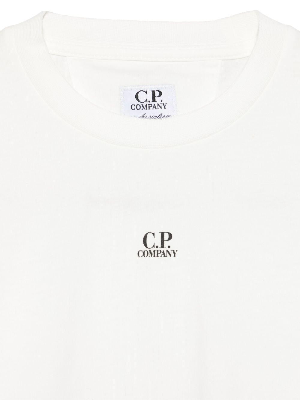 T-shirt con logo per bambino C.P. Company Kids bianco con orlo dritto - Rubino Kids