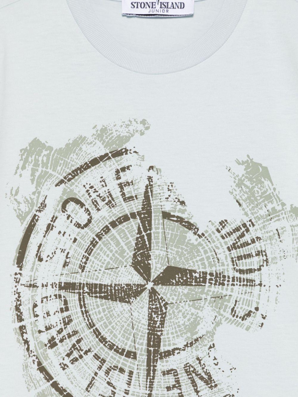 T-shirt con stampa per bambino Stone Island Junior azzurro con girocollo - Rubino Kids