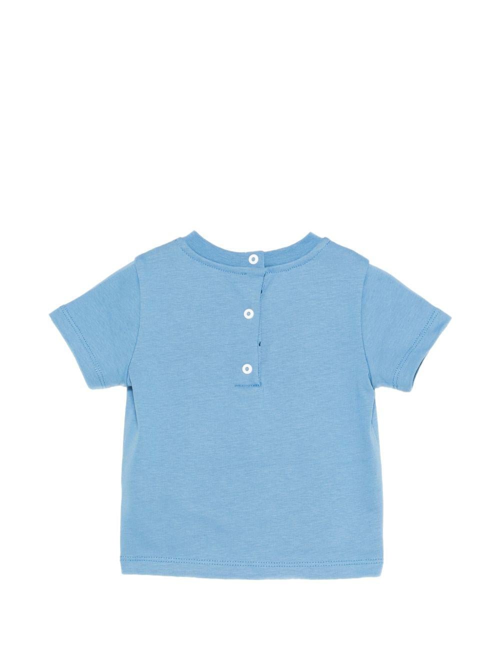 T-shirt da neonato Balmain Kids azzurro con stampa logo - Rubino Kids