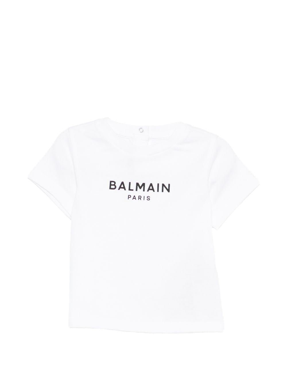 T-shirt da neonato balmain Kids bianca con stampa logo - Rubino Kids