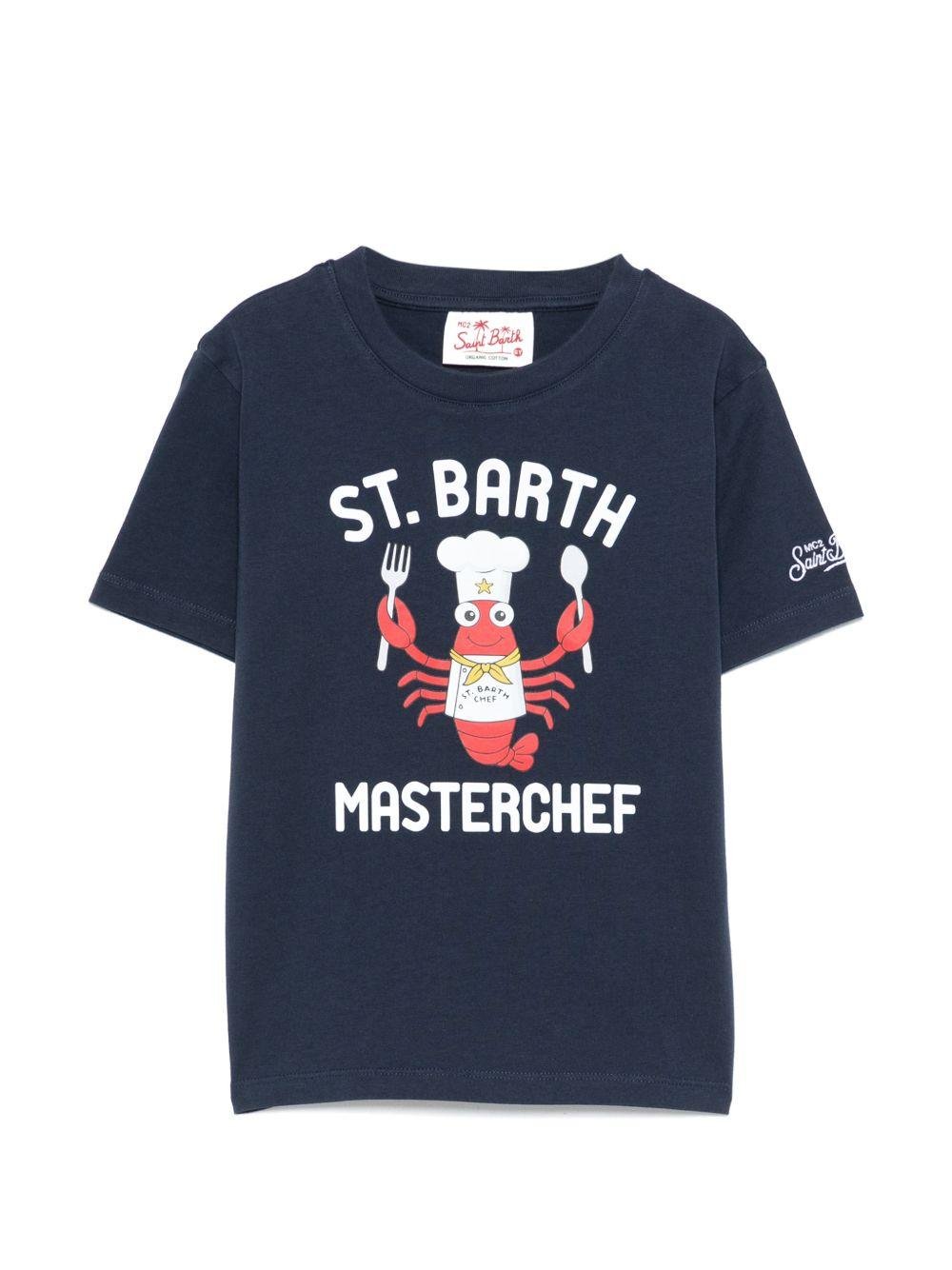 T-shirt Denver per bambino MC2 Saint Barth Kids blu con stampa grafica sul davanti - Rubino Kids