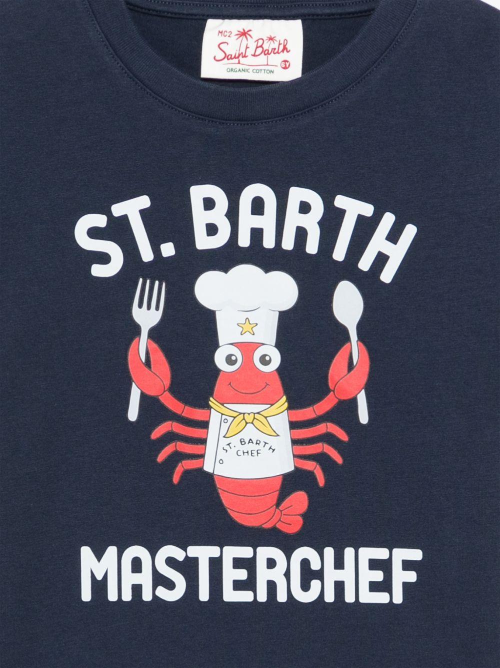 T-shirt Denver per bambino MC2 Saint Barth Kids blu con stampa grafica sul davanti - Rubino Kids