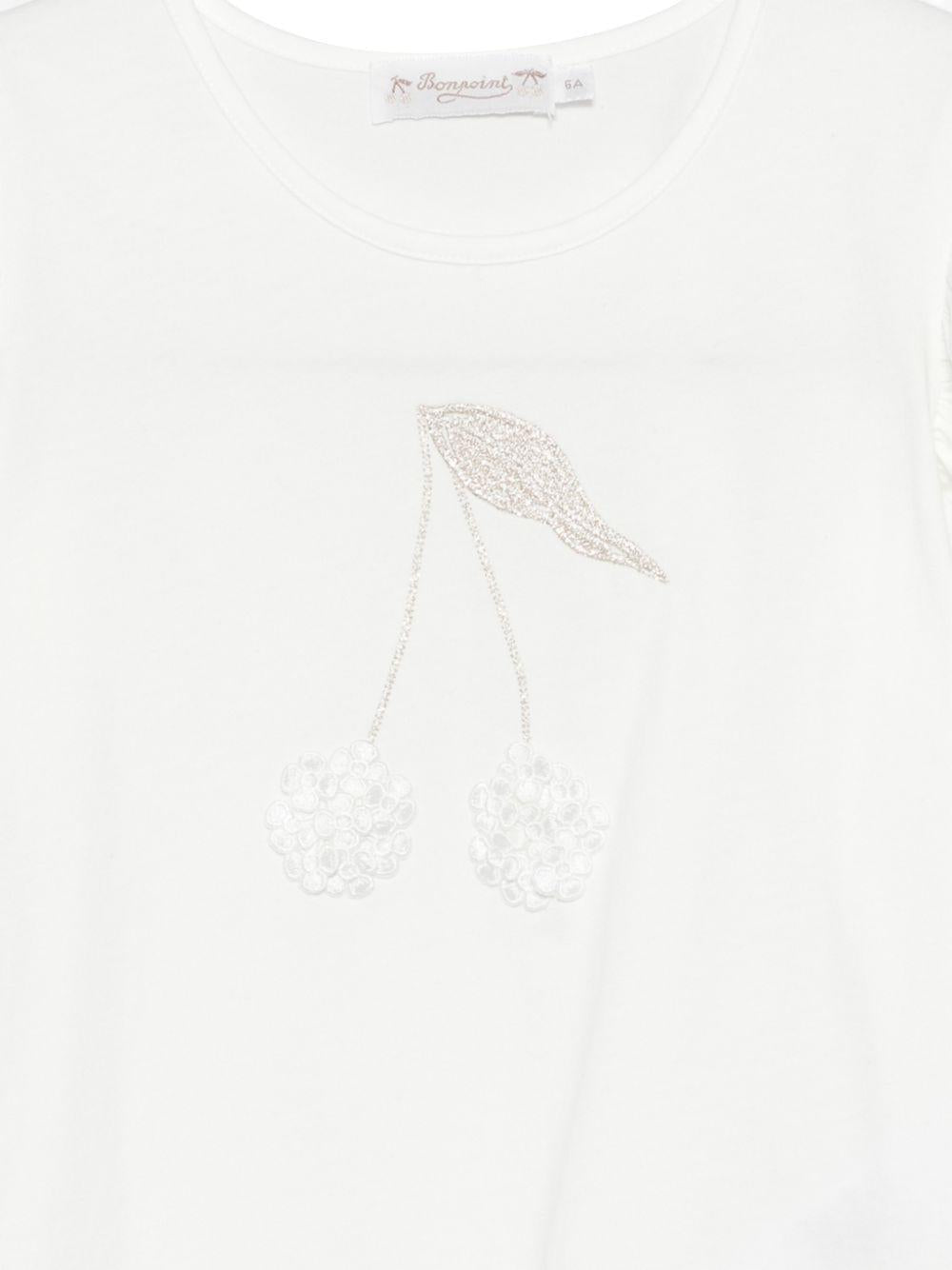 T-shirt Emila per bambina Bonpoint bianca con ruches - Rubino Kids