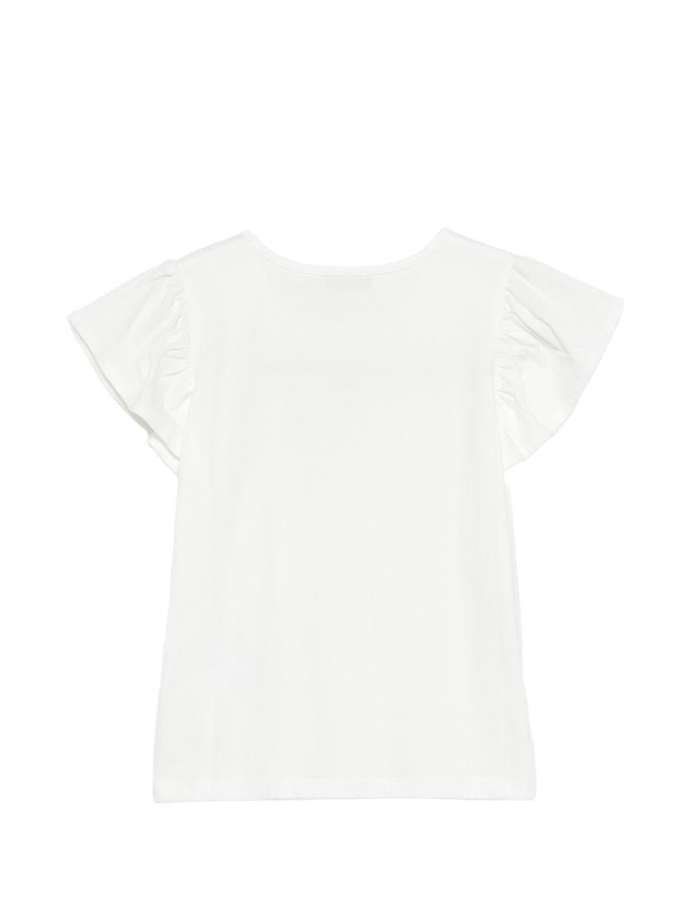 T-shirt Emila per bambina Bonpoint bianca con ruches - Rubino Kids