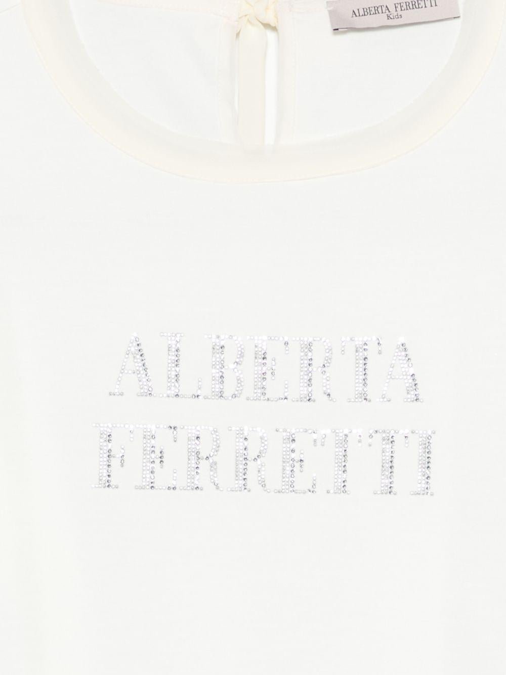 T-shirt per bambina Alberta Ferretti Kids bianca con logo sul davanti - Rubino Kids