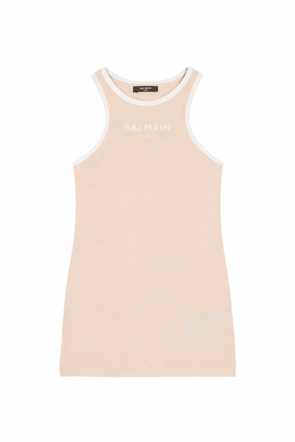 T-shirt per bambina Balmain Kids beige con logo stampato sul davanti - Rubino Kids