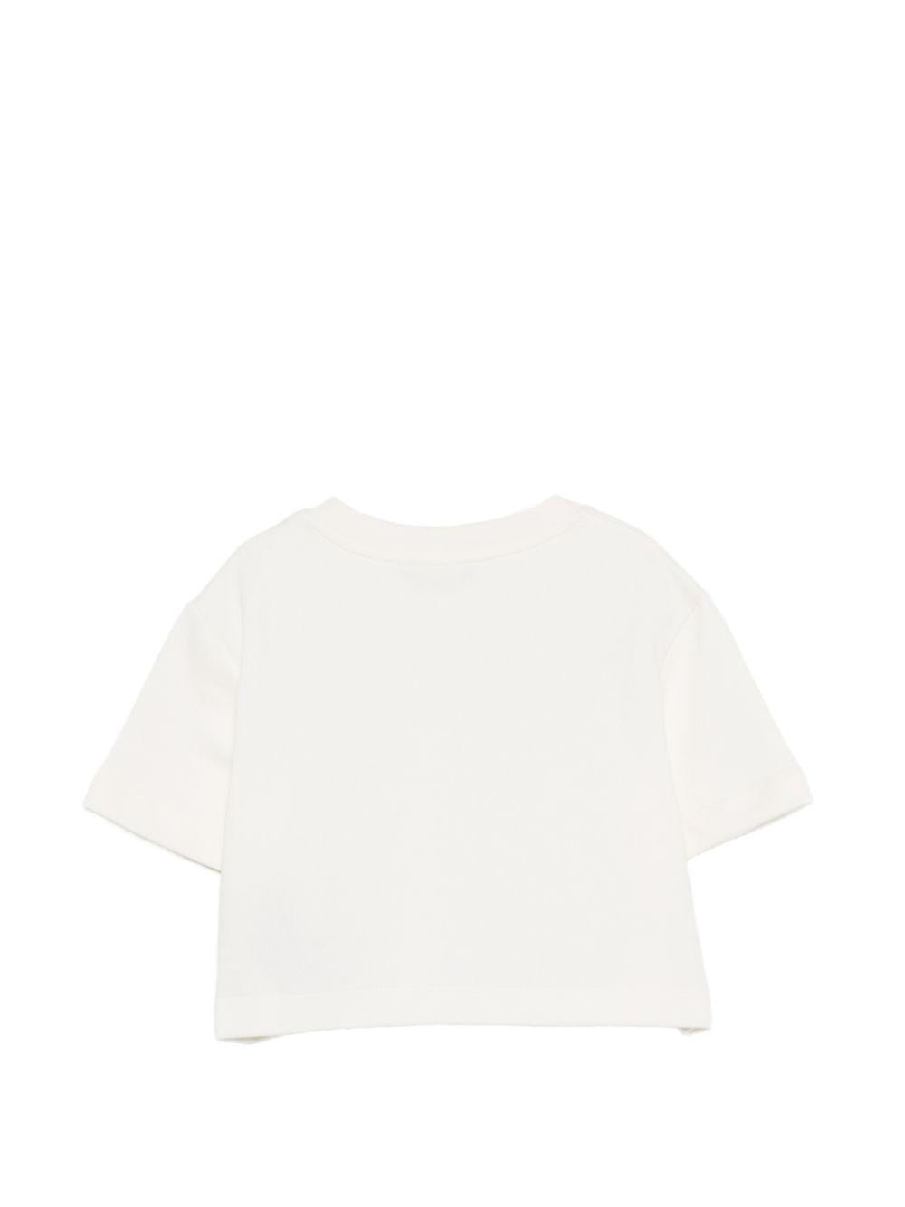 T-shirt per bambina Balmain Kids bianca con design crop - Rubino Kids