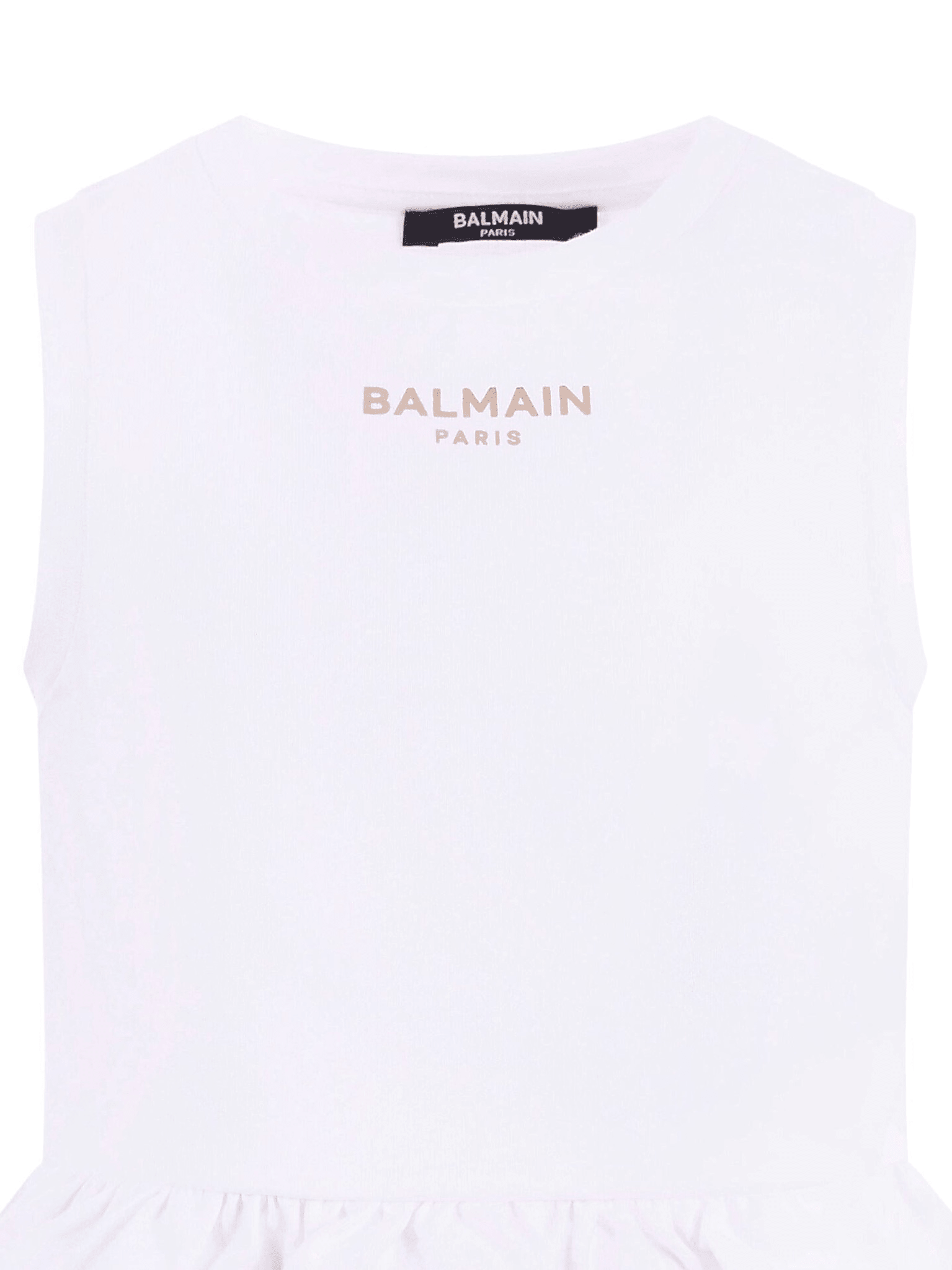 T-shirt per bambina Balmain Kids bianca con dettaglio ruches - Rubino Kids