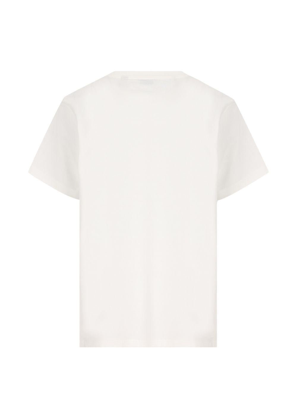 T-shirt per bambina Burberry Kids bianca con logo sul davanti - Rubino Kids