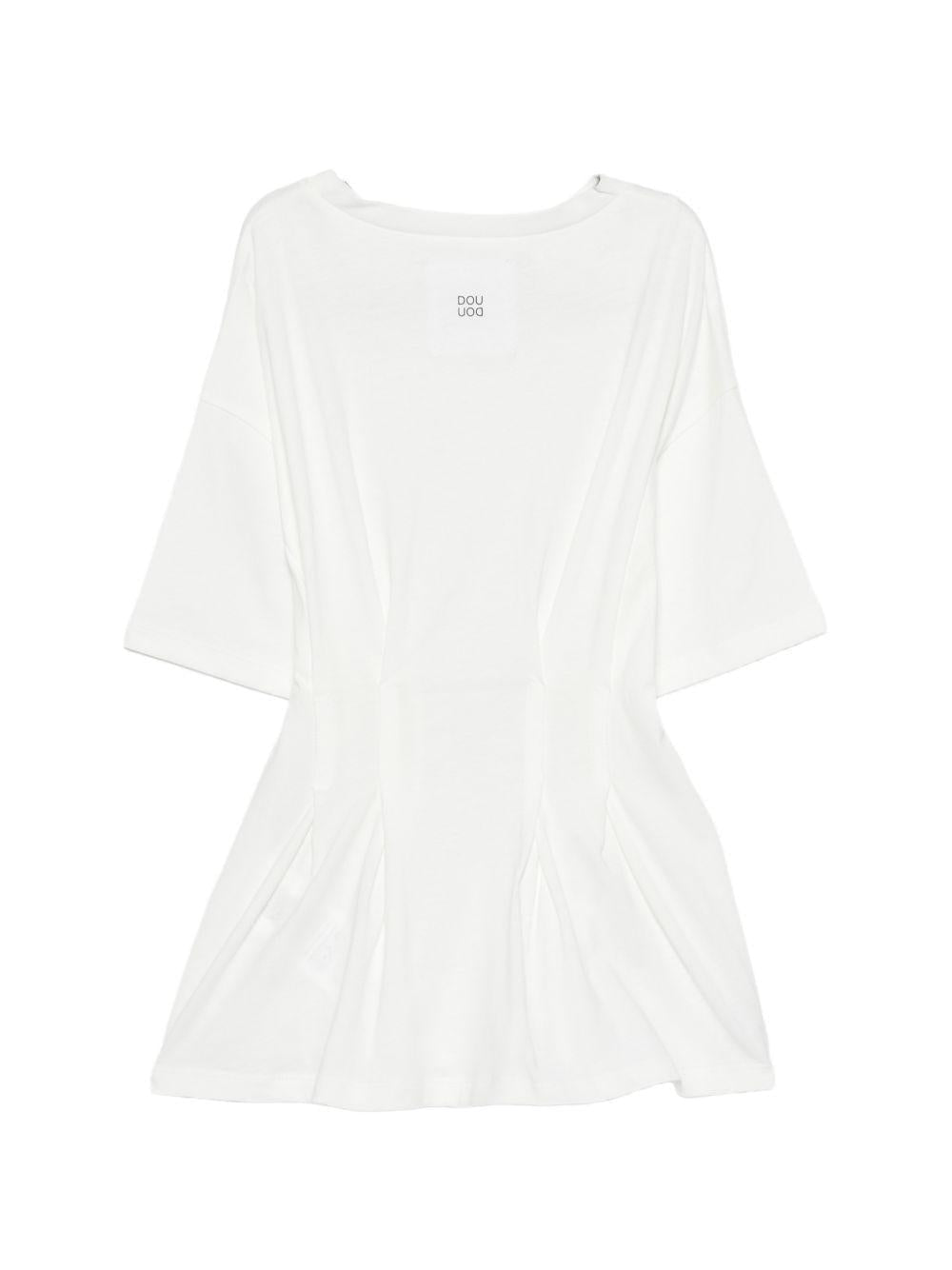 T-shirt per bambina Douuod Kids bianca con dettagli arricciati - Rubino Kids