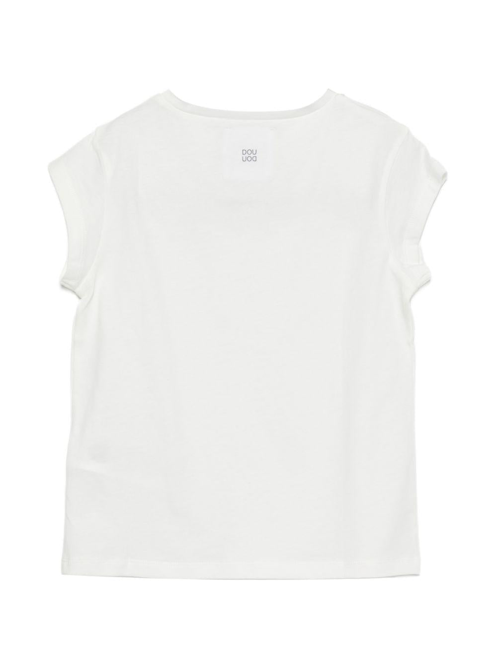 T-shirt per bambina Douuod Kids bianca con logo sul retro - Rubino Kids