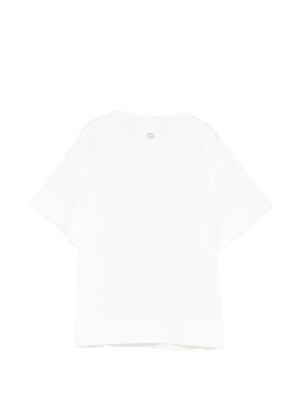 T-shirt per bambina Douuod Kids bianca con ruches - Rubino Kids