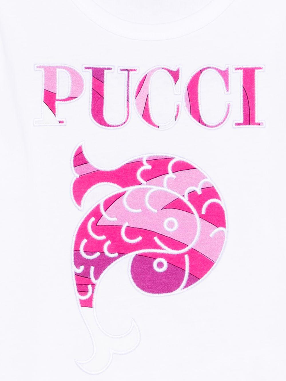 T-shirt per bambina Emilio Pucci Junior bianca con stampa grafica - Rubino Kids